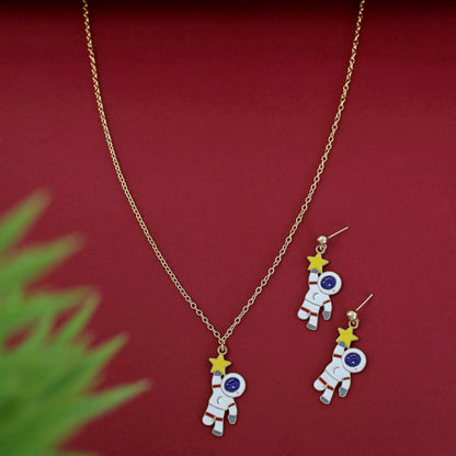 Cartoon Kids Charms Neckpiece With Earring